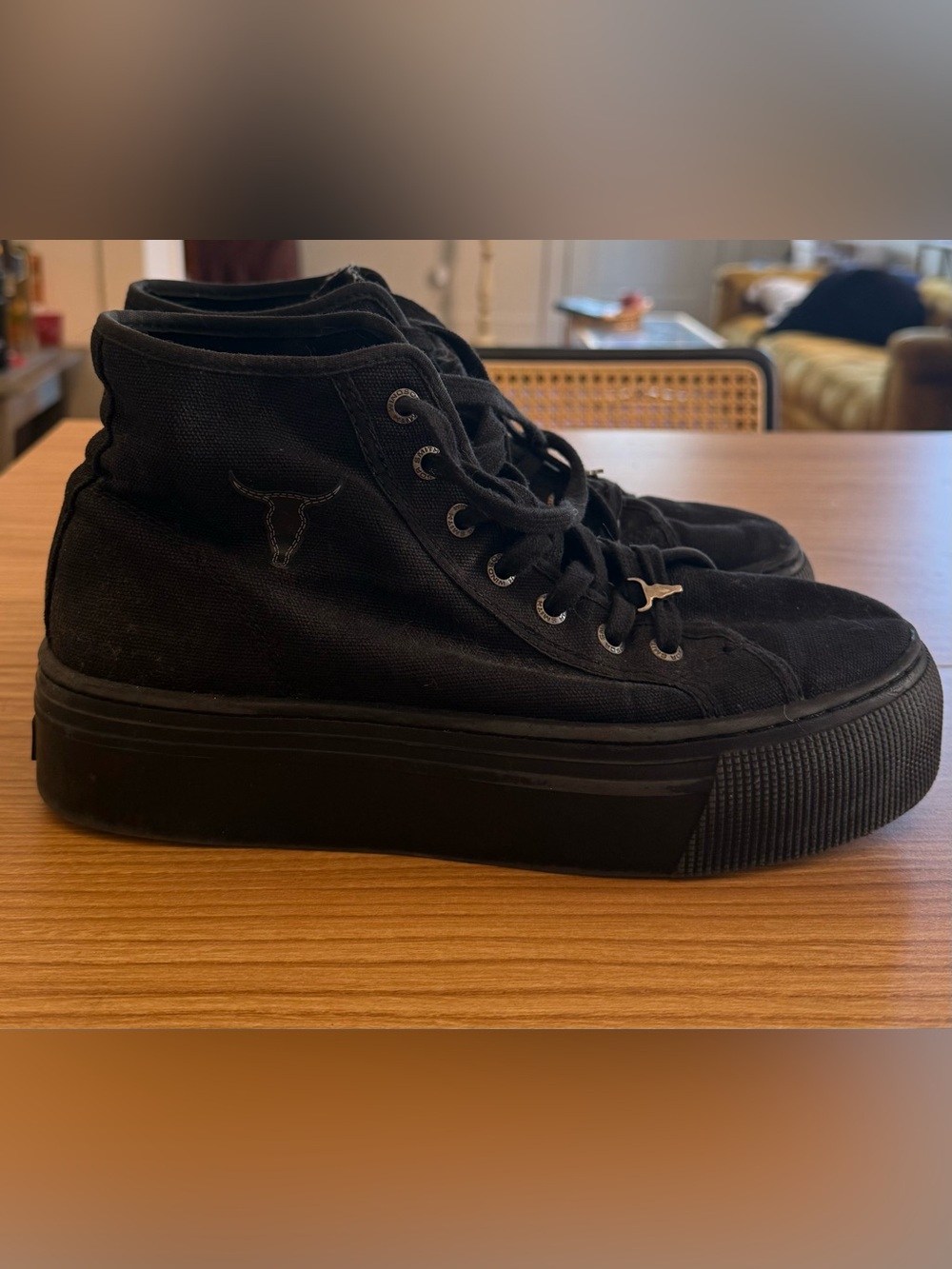 Windsor Smith Black High-Top Canvas Sneakers